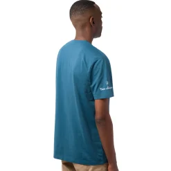 Sale T-shirt da uomo blu ottanio in cotone con logo bianco Uomo T-Shirt Uomo|Abbigliamento Moda Uomo