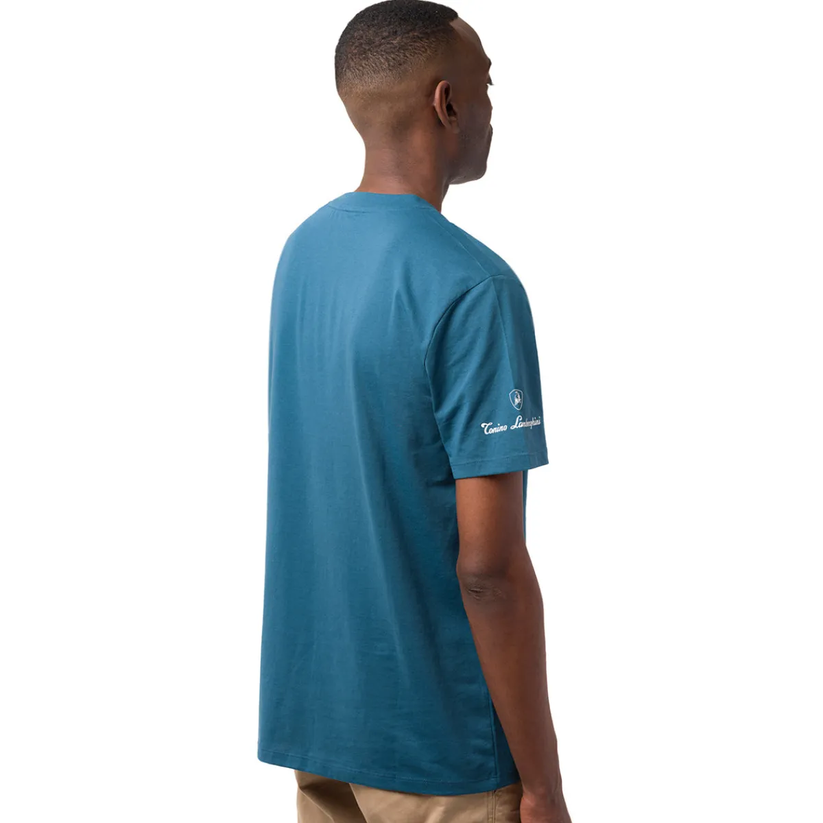 Sale T-shirt da uomo blu ottanio in cotone con logo bianco Uomo T-Shirt Uomo|Abbigliamento Moda Uomo