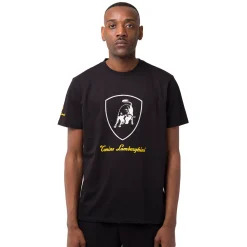 Clearance T-shirt da uomo nera con dettaglio stampa argento Uomo T-Shirt Uomo|Abbigliamento Sportivo Uomo