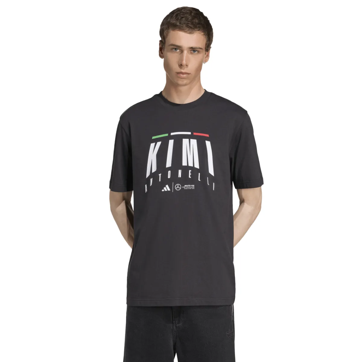 Online T-shirt da Uomo nera con logo x Mercedes-AMG Petronas F1 Team Kimi Antonelli Uomo Abbigliamento Adidas|T-Shirt Uomo