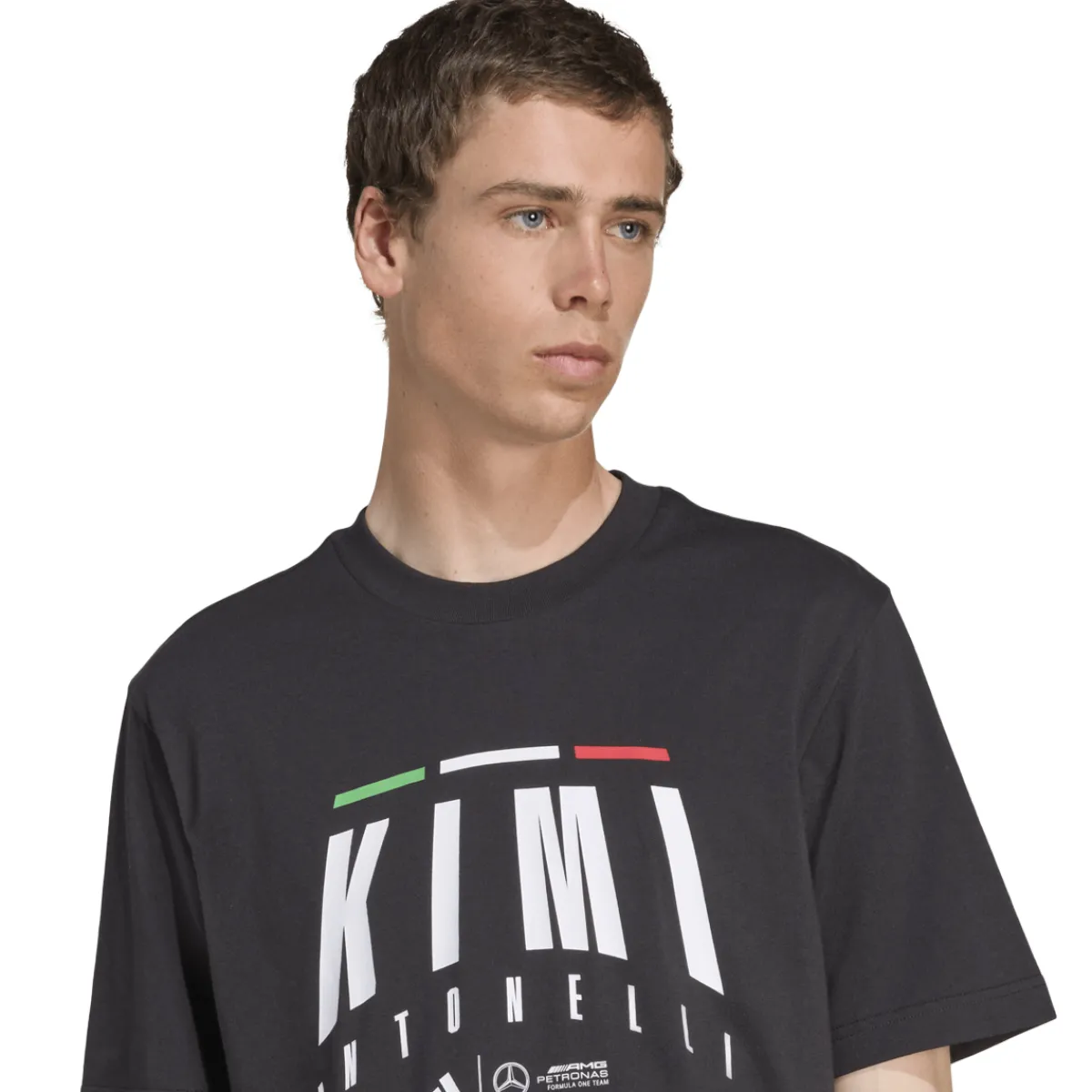 Online T-shirt da Uomo nera con logo x Mercedes-AMG Petronas F1 Team Kimi Antonelli Uomo Abbigliamento Adidas|T-Shirt Uomo