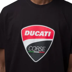 Outlet T-shirt da uomo nera in cotone con logo Corse Uomo Abbigliamento Ducati|T-Shirt Uomo