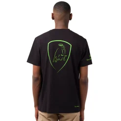 Sale T-shirt da uomo nera in cotone con dettagli verde fluo Uomo T-Shirt Uomo|Abbigliamento Moda Uomo