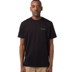 Sale T-shirt da uomo nera in cotone con dettagli verde fluo Uomo T-Shirt Uomo|Abbigliamento Moda Uomo