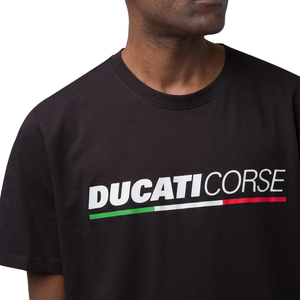 T-shirt da uomo nera in cotone con logo e stampa Corse Uomo Abbigliamento Ducati|T-Shirt Uomo