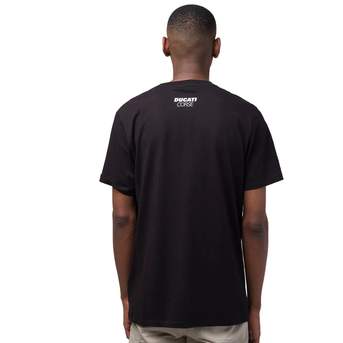 T-shirt da uomo nera in cotone con logo e stampa Corse Uomo Abbigliamento Ducati|T-Shirt Uomo