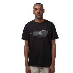 Discount T-shirt da uomo nera in cotone con logo e stampa Corse Uomo Abbigliamento Ducati|T-Shirt Uomo