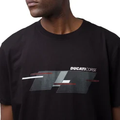 Discount T-shirt da uomo nera in cotone con logo e stampa Corse Uomo Abbigliamento Ducati|T-Shirt Uomo