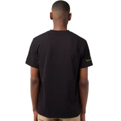 Clearance T-shirt da uomo nera in cotone con logo verde fluo Uomo T-Shirt Uomo|Abbigliamento Moda Uomo