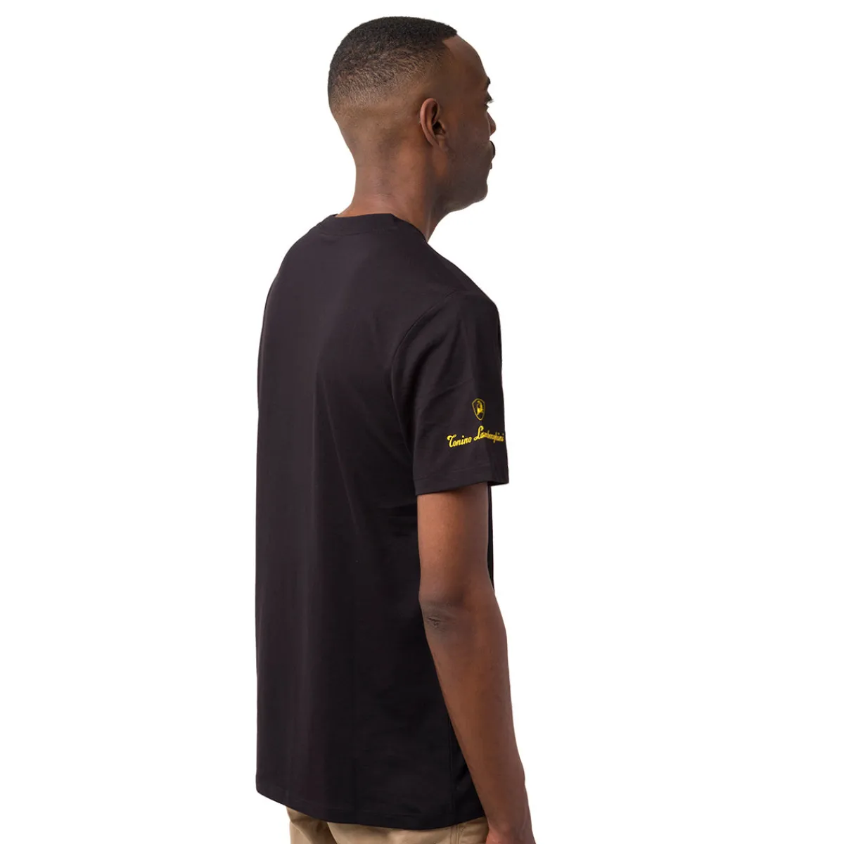 Hot T-shirt da uomo nera in cotone con logo giallo Uomo T-Shirt Uomo|Abbigliamento Moda Uomo