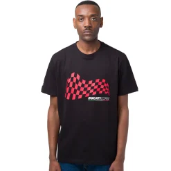 Outlet T-shirt da uomo nero in cotone con stampa rossa Corse Uomo Abbigliamento Ducati|T-Shirt Uomo