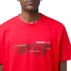 Hot T-shirt da uomo rosso in cotone con logo e stampa Corse Uomo Abbigliamento Ducati|T-Shirt Uomo
