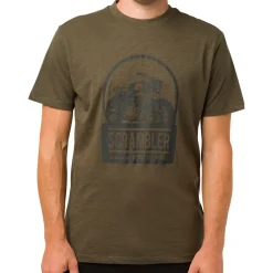 Sale T-shirt da uomo verde militare con stampa nera frontale Scrambler Uomo Abbigliamento Ducati|T-Shirt Uomo