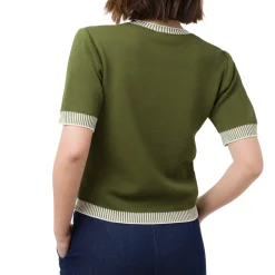 Online T-shirt elegante da Donna Verde con dettagli bianchi Donna T-Shirt Donna|Abbigliamento Moda Donna