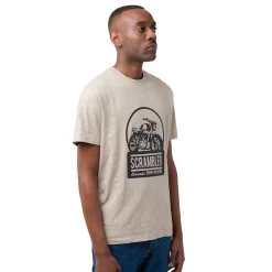 Sale T-shirt girocollo beige da uomo con stampa frontale Scrambler Uomo Abbigliamento Ducati|T-Shirt Uomo