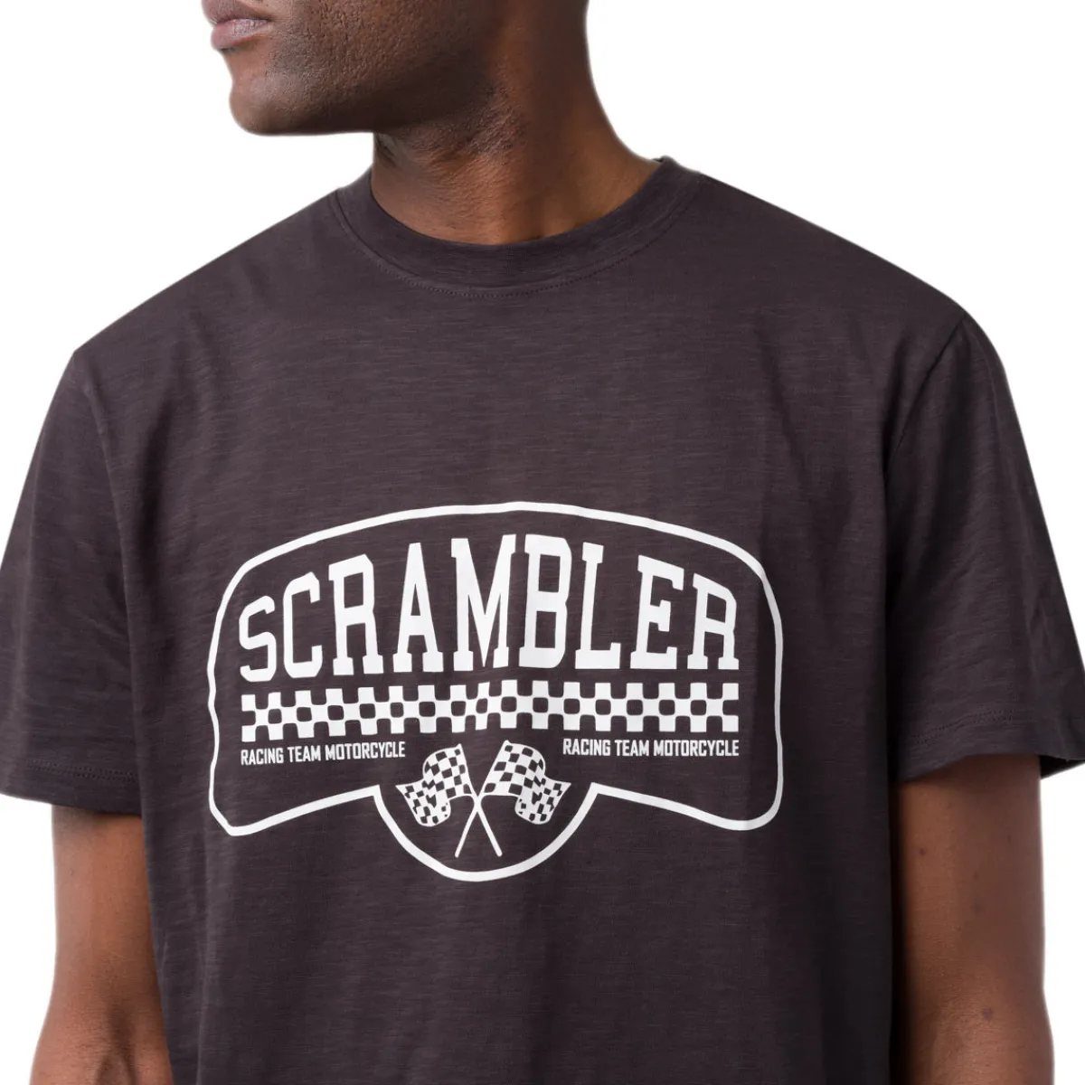 Best T-shirt girocollo nera da uomo con stampa frontale Scrambler Uomo Abbigliamento Ducati|T-Shirt Uomo