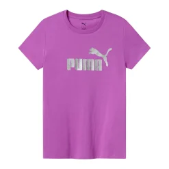 Online T-shirt girocollo viola da Donna con logo frontale in contrasto Donna Abbigliamento Puma|T-Shirt Donna