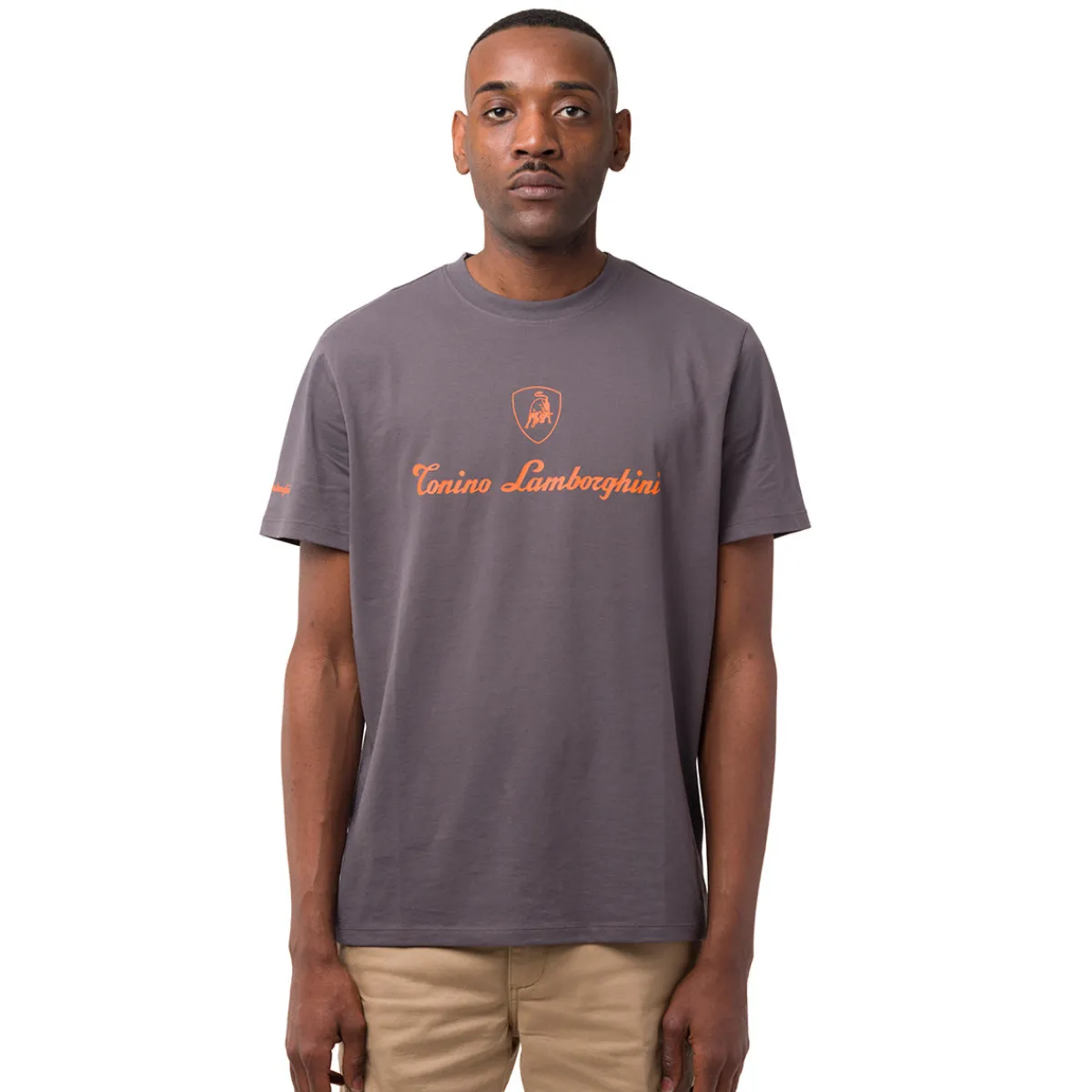 Online T-shirt grigia da uomo in cotone con dettaglio aracione Uomo T-Shirt Uomo|Abbigliamento Sportivo Uomo