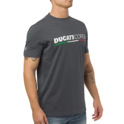 Sale T-shirt grigia in cotone da Uomo con stampa Corse Uomo Abbigliamento Ducati|T-Shirt Uomo
