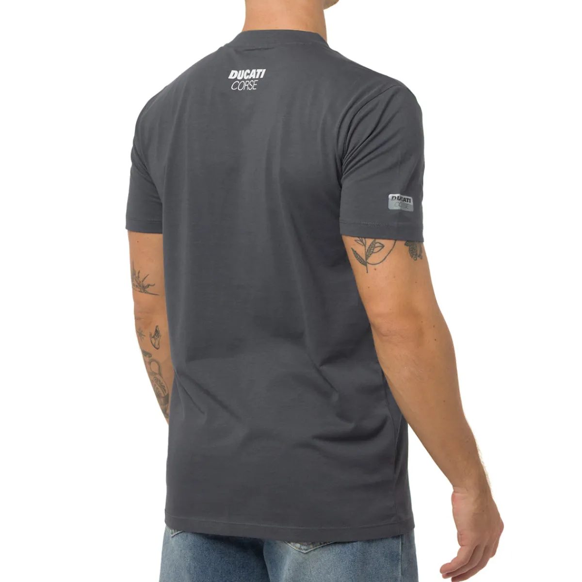Sale T-shirt grigia in cotone da Uomo con stampa Corse Uomo Abbigliamento Ducati|T-Shirt Uomo