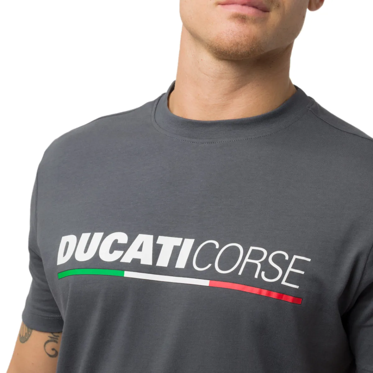 Sale T-shirt grigia in cotone da Uomo con stampa Corse Uomo Abbigliamento Ducati|T-Shirt Uomo