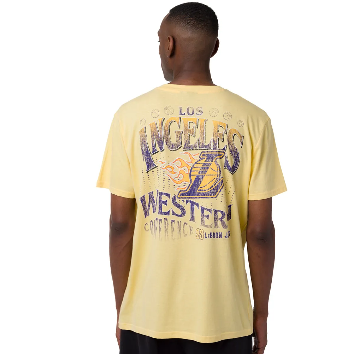 Outlet T-shirt in Cotone da Uomo gialla con maxi stampa LA Lakers e Lebron James NBA Uomo Abbigliamento Nba|Abbigliamento Sportivo Uomo