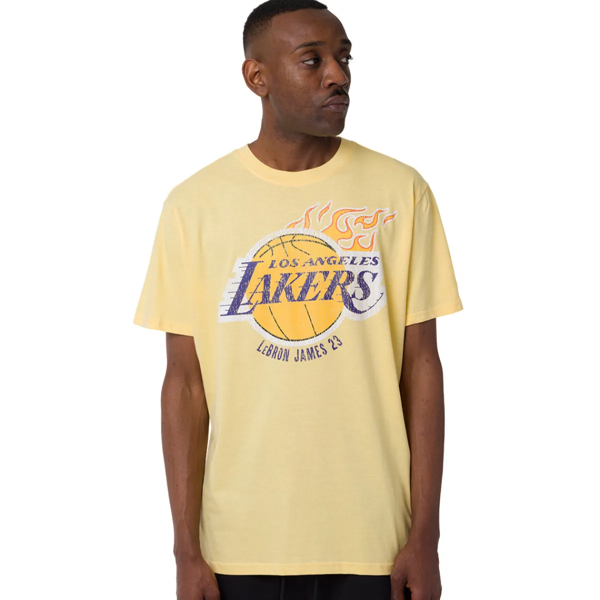 Outlet T-shirt in Cotone da Uomo gialla con maxi stampa LA Lakers e Lebron James NBA Uomo Abbigliamento Nba|Abbigliamento Sportivo Uomo