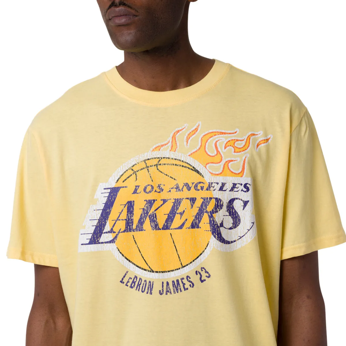 Outlet T-shirt in Cotone da Uomo gialla con maxi stampa LA Lakers e Lebron James NBA Uomo Abbigliamento Nba|Abbigliamento Sportivo Uomo