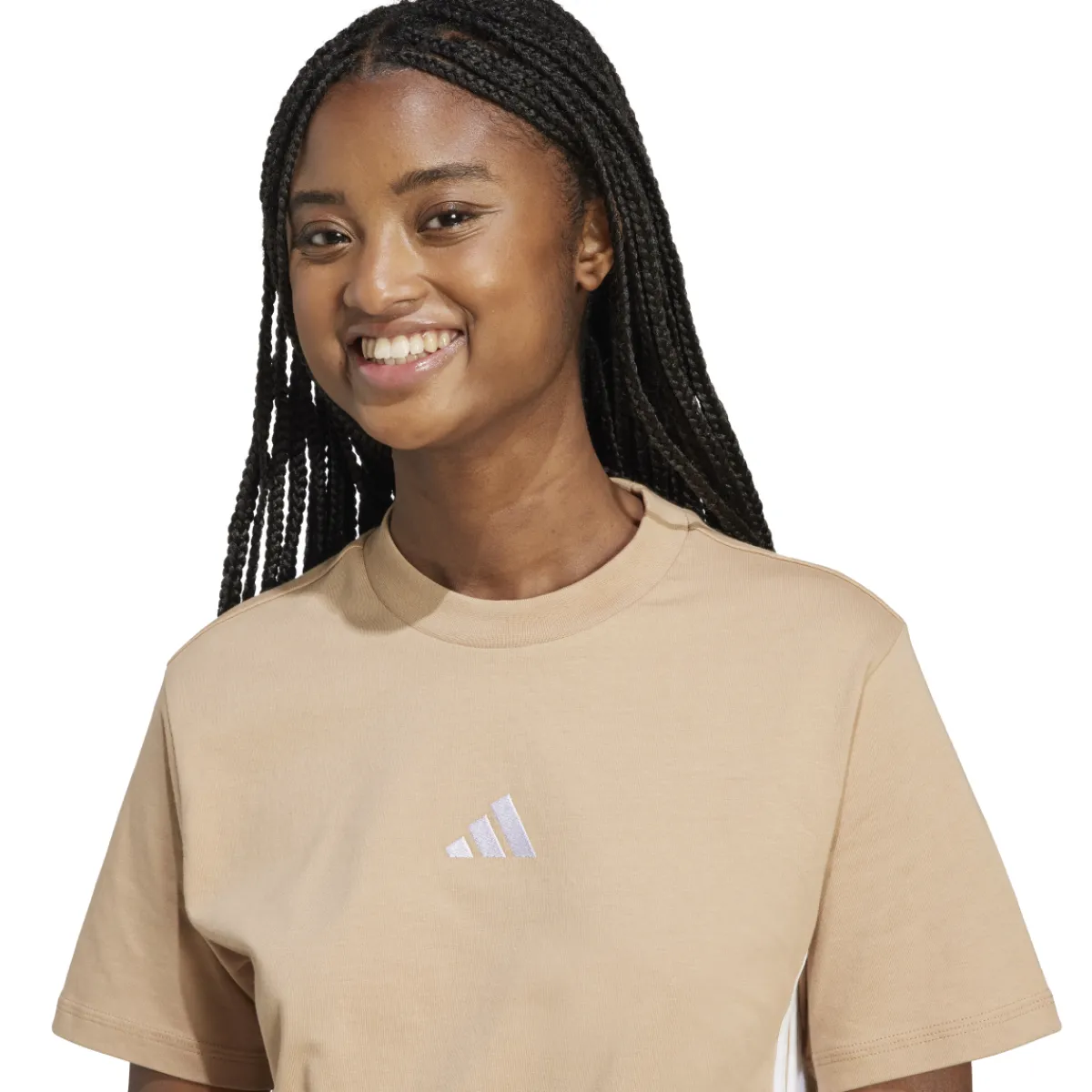 Hot T-shirt marrone da Donna con bande laterali SJ T Donna Abbigliamento Adidas|Abbigliamento Sportivo Donna