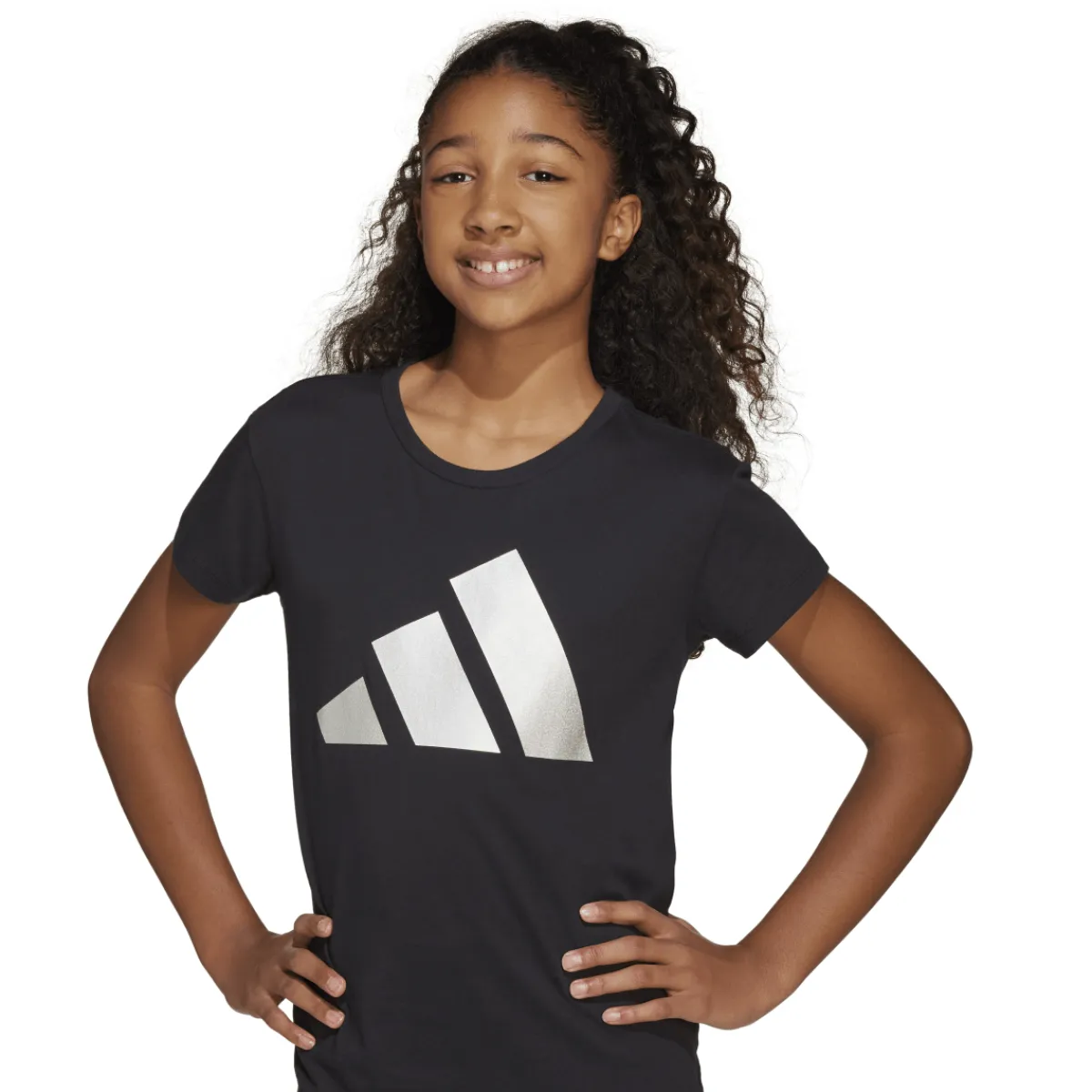 Sale T-shirt nera da Bambina JG GLAM a maniche corte con logo Bambino Abbigliamento Adidas|T-Shirt Bambino