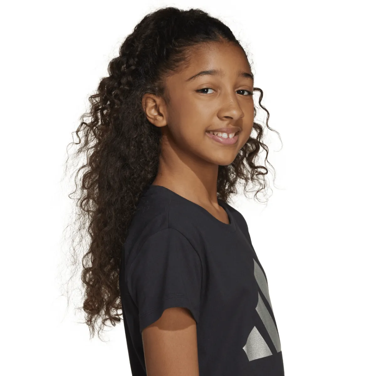 Sale T-shirt nera da Bambina JG GLAM a maniche corte con logo Bambino Abbigliamento Adidas|T-Shirt Bambino