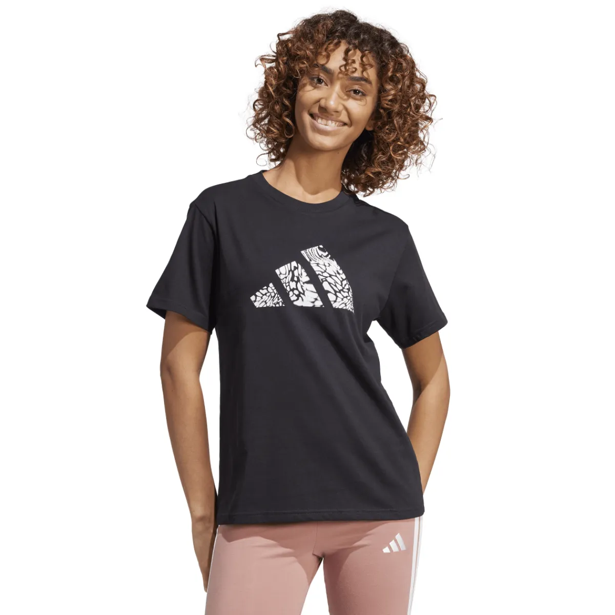 Best T-shirt nera da Donna con logo frontale stampato Donna Abbigliamento Adidas|T-Shirt Donna