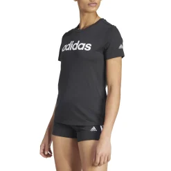 Clearance T-shirt nera da donna con logo Essentials Slim Logo Donna Abbigliamento Adidas|T-Shirt Donna