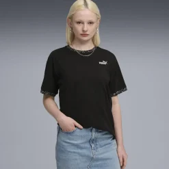 Sale T-shirt nera da Donna con dettagli animalier ESS GRAPHIC Donna Abbigliamento Puma|T-Shirt Donna