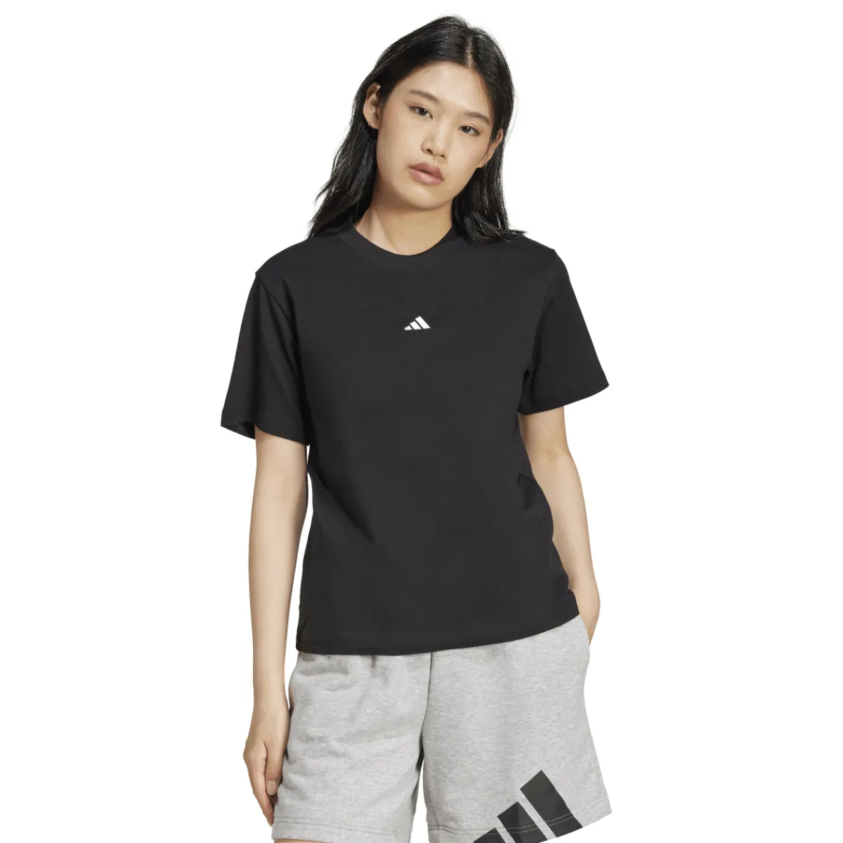 New T-shirt nera da Donna con logo minimal frontale Donna Abbigliamento Adidas|T-Shirt Donna