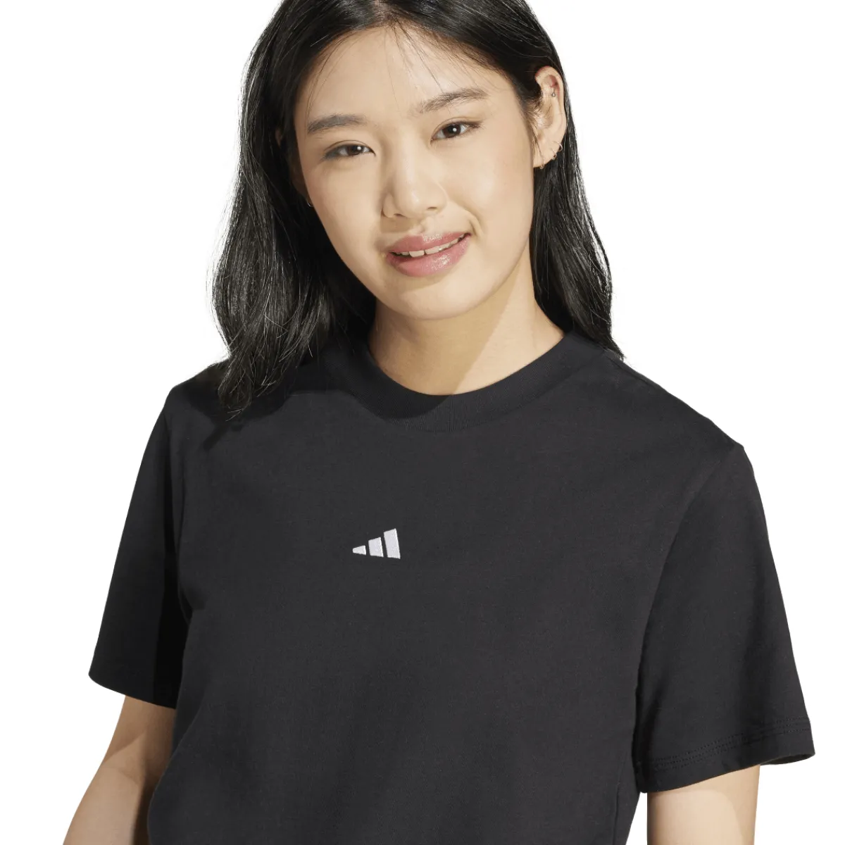 New T-shirt nera da Donna con logo minimal frontale Donna Abbigliamento Adidas|T-Shirt Donna