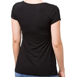 Discount T-shirt nera da donna con dettaglio intrecciato frontale Donna T-Shirt Donna|Abbigliamento Moda Donna