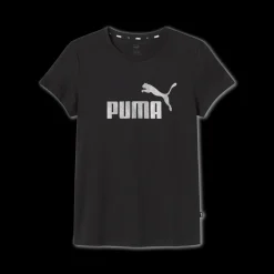 Online T-shirt nera da donna con logo grigio glitterato Essentials+ Donna Abbigliamento Puma|T-Shirt Donna