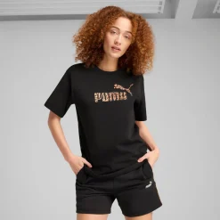 Outlet T-shirt nera da Donna con logo ESS GRAPHIC ANIMAL Donna Abbigliamento Puma|T-Shirt Donna