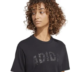 New T-shirt nera da Donna con logo frontale stampato in tono Donna Abbigliamento Adidas|T-Shirt Donna