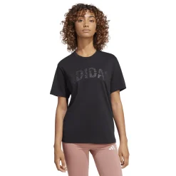 New T-shirt nera da Donna con logo frontale stampato in tono Donna Abbigliamento Adidas|T-Shirt Donna