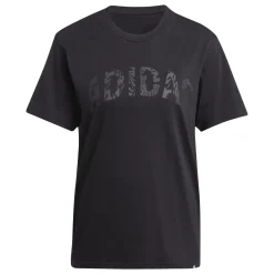 New T-shirt nera da Donna con logo frontale stampato in tono Donna Abbigliamento Adidas|T-Shirt Donna