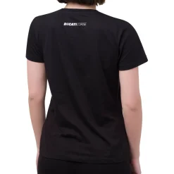 Best T-shirt nera da donna in cotone con logo rosa Corse Donna Abbigliamento Ducati|T-Shirt Donna