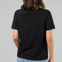 New T-shirt nera da Donna in Cotone con stampa Stitch Donna T-Shirt Donna|Abbigliamento Moda Donna