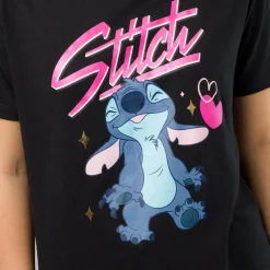 New T-shirt nera da Donna in Cotone con stampa Stitch Donna T-Shirt Donna|Abbigliamento Moda Donna