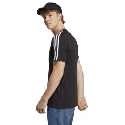 Best T-shirt nera da uomo con logo sul petto Essentials 3-Stripes Uomo Abbigliamento Adidas|T-Shirt Uomo