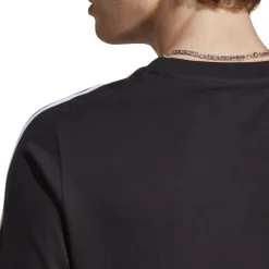 Best T-shirt nera da uomo con logo sul petto Essentials 3-Stripes Uomo Abbigliamento Adidas|T-Shirt Uomo