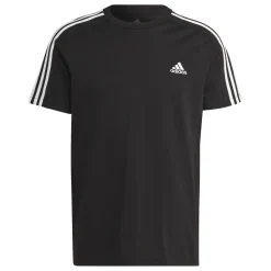 Best T-shirt nera da uomo con logo sul petto Essentials 3-Stripes Uomo Abbigliamento Adidas|T-Shirt Uomo