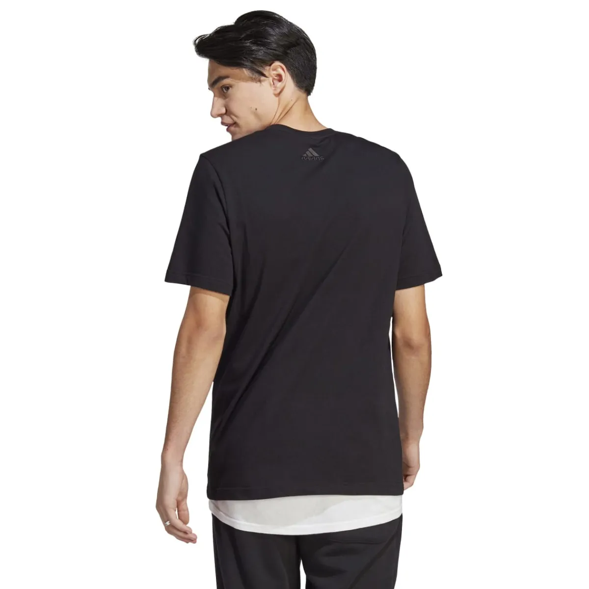 Sale T-shirt nera da uomo Essentials Single Jersey Linear Embroidered Logo Uomo Abbigliamento Adidas|T-Shirt Uomo