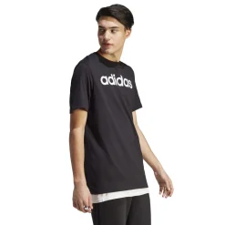 Sale T-shirt nera da uomo Essentials Single Jersey Linear Embroidered Logo Uomo Abbigliamento Adidas|T-Shirt Uomo